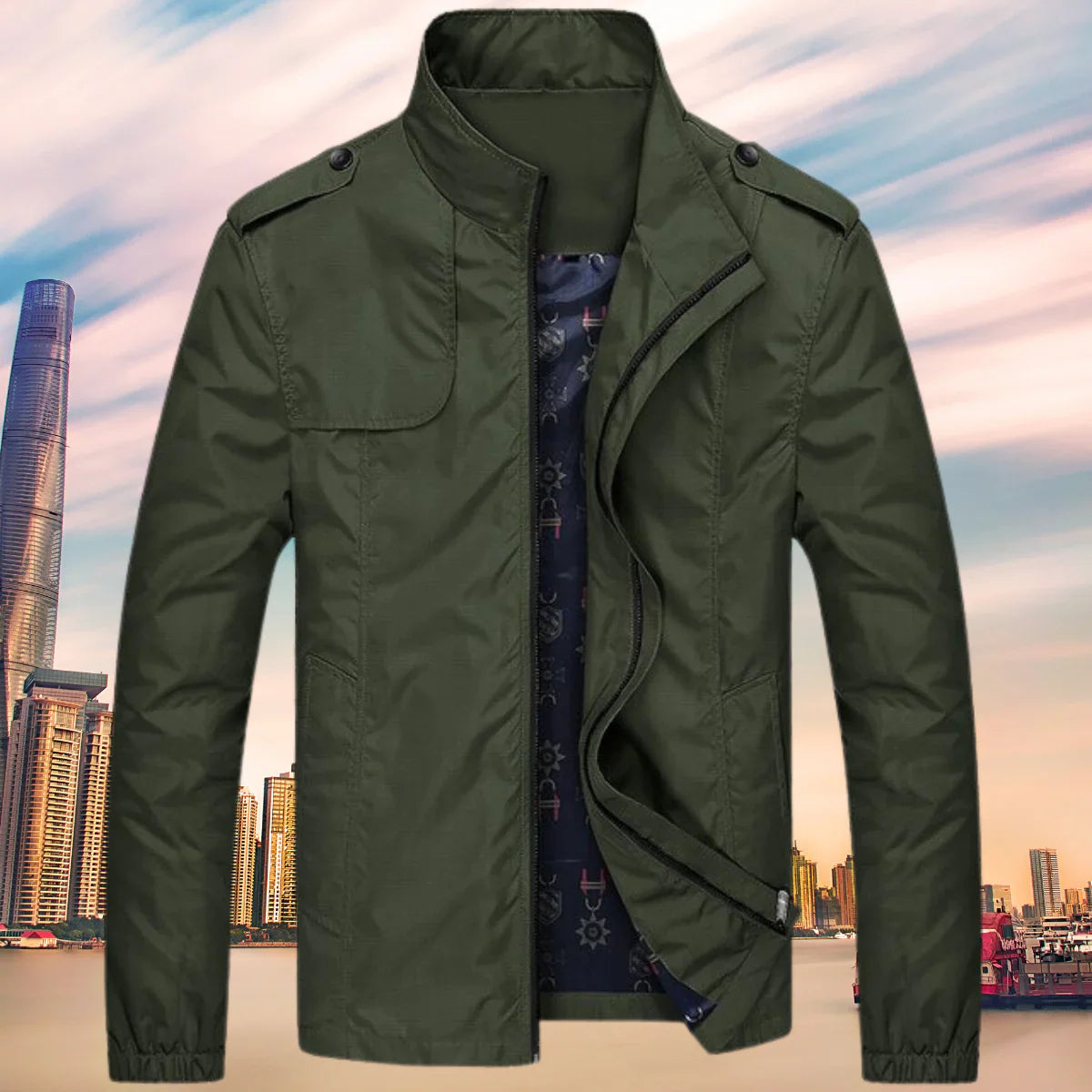 Orson Nylon Windbreaker Jacket – Slim-Fit Stand-Collar Water-Resistant Outerwear