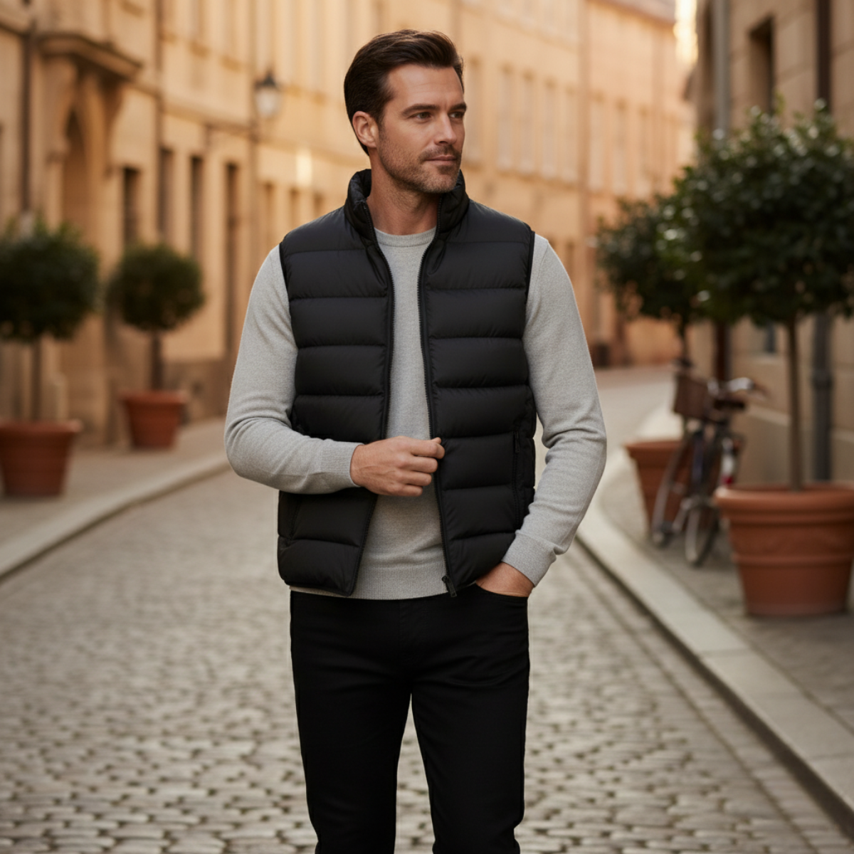 Orson Quilted Puffer Vest – Gingham-Lined Stand-Collar Layering Gilet