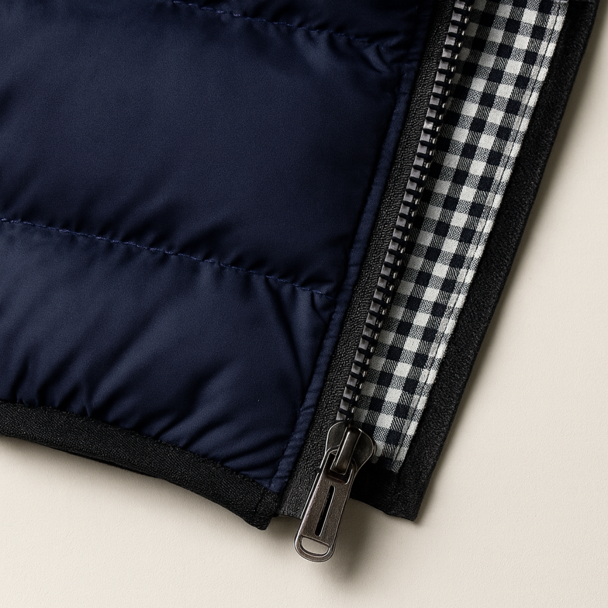 Orson Quilted Puffer Vest – Gingham-Lined Stand-Collar Layering Gilet