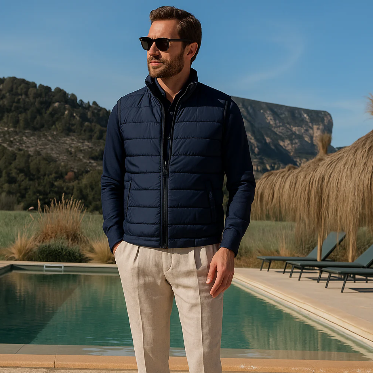 Orson Quilted Puffer Vest – Gingham-Lined Stand-Collar Layering Gilet