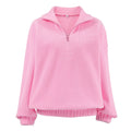 Pink quarter-zip fleece pullover product shown from the front