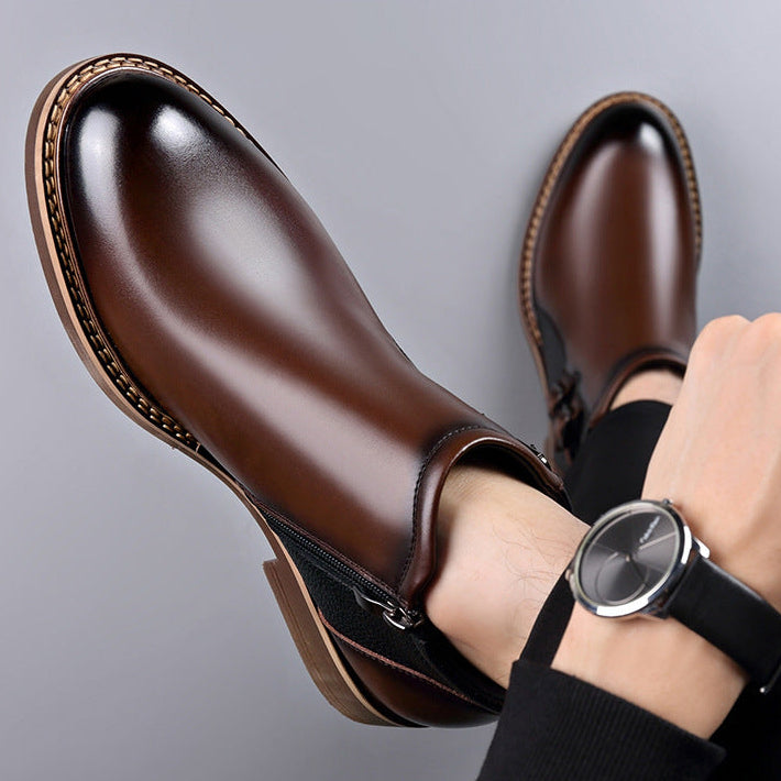 Rafael Leather Ankle Boots – Double Buckle Lug Sole Chelsea Footwear