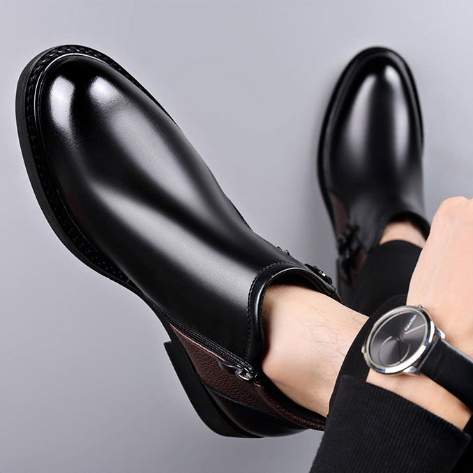 Rafael Leather Ankle Boots – Double Buckle Lug Sole Chelsea Footwear