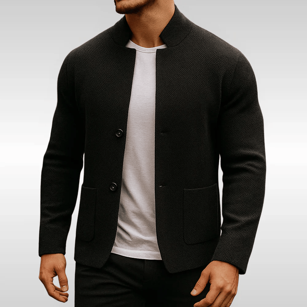 Rafael Refined Knit Button Cardigan – Stand-Collar Slim-Fit Layering Knitwear