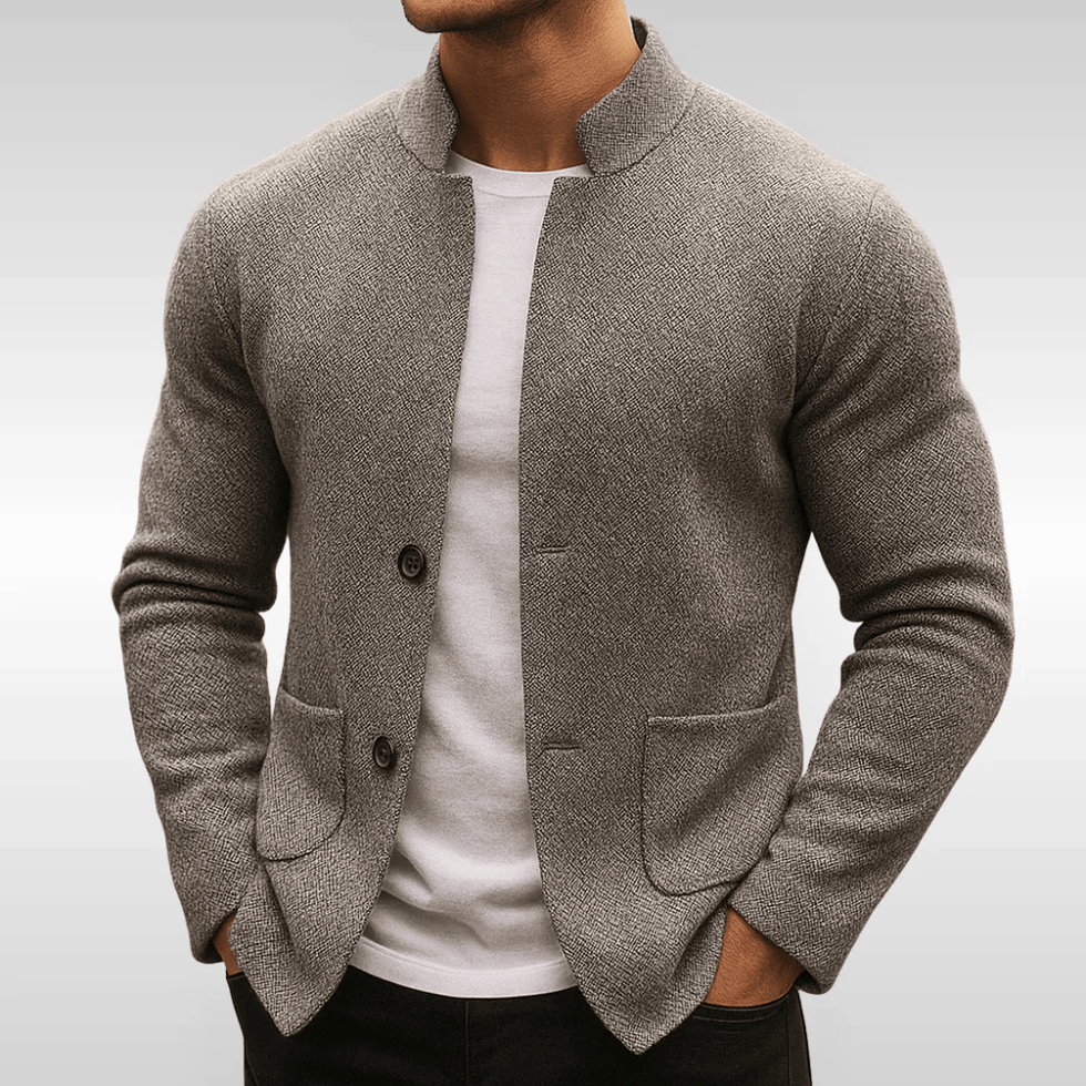 Rafael Refined Knit Button Cardigan – Stand-Collar Slim-Fit Layering Knitwear