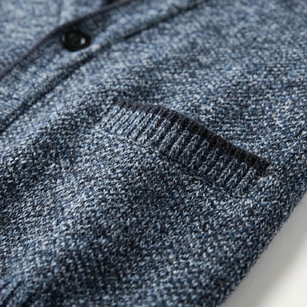 Roderick Knitted Fleece-Lined Cardigan – V-Neck Button-Up Ribbed Knitwear