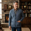 Roderick Knitted Fleece-Lined Cardigan – V-Neck Button-Up Ribbed Knitwear