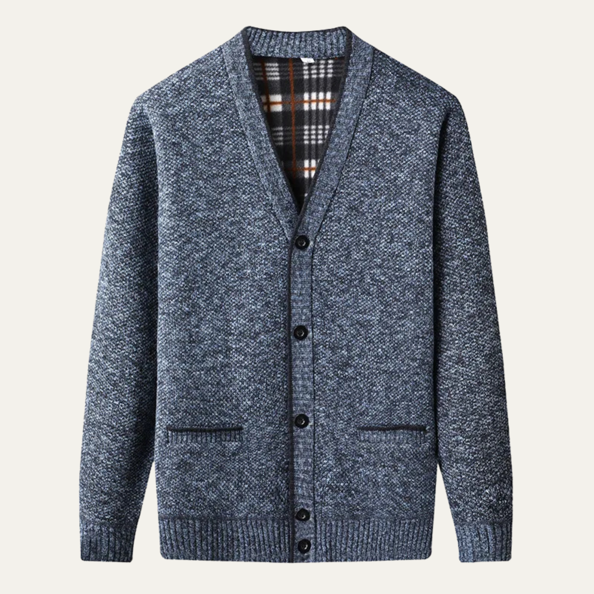 Roderick Knitted Fleece-Lined Cardigan – V-Neck Button-Up Ribbed Knitwear