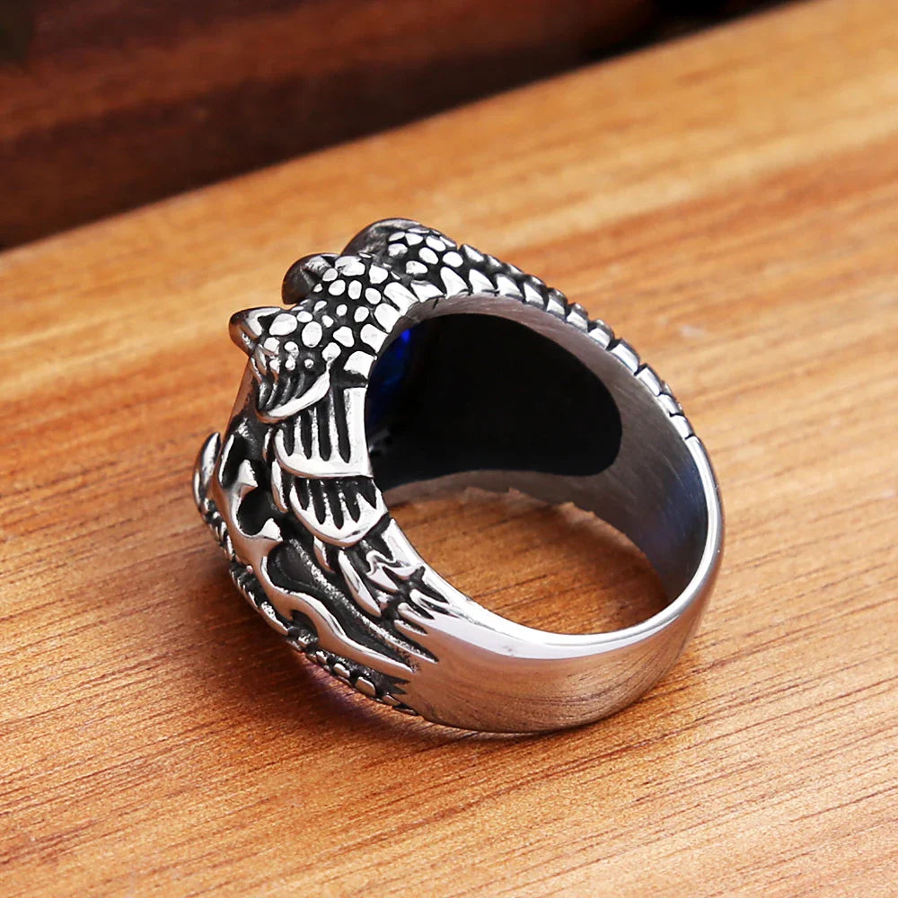 Voidclasp Unisex Dragon Crystal Claw Stainless Steel Ring