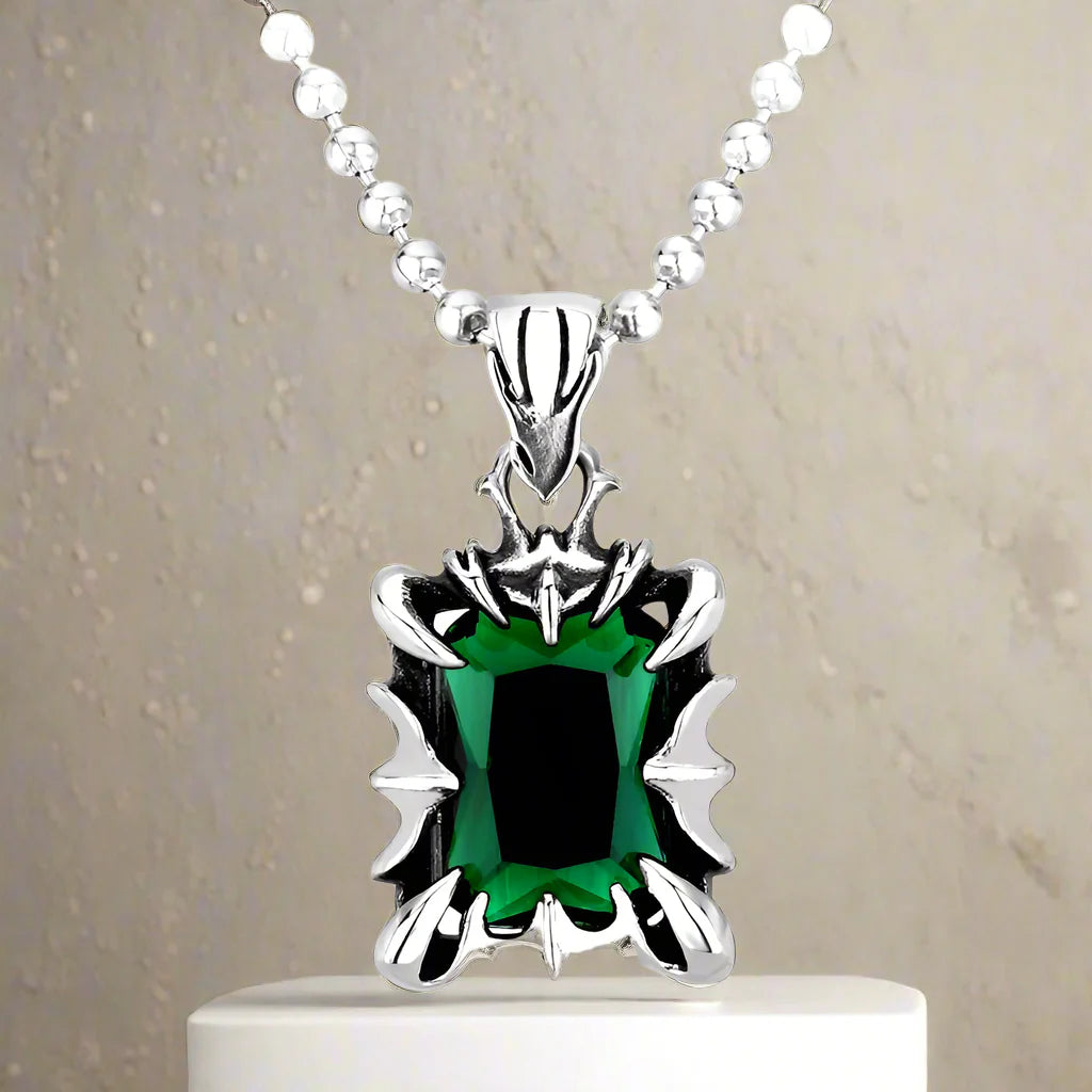 HexGleam Stainless Steel Gem Pendant Unisex Necklace