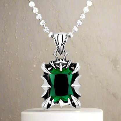HexGleam Stainless Steel Gem Pendant Unisex Necklace