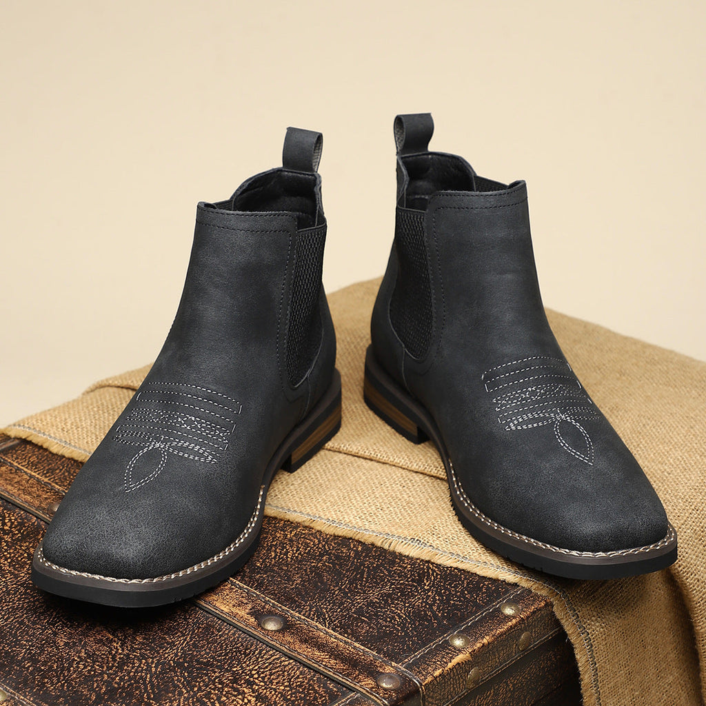 Silvio Leather Chelsea Boots – Textured Panel Ankle Height Footwear