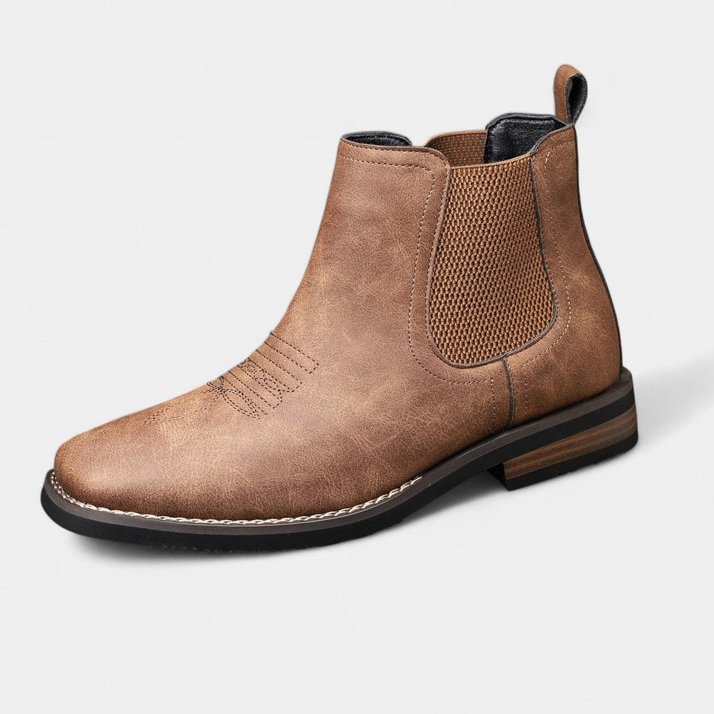 Silvio Leather Chelsea Boots – Textured Panel Ankle Height Footwear
