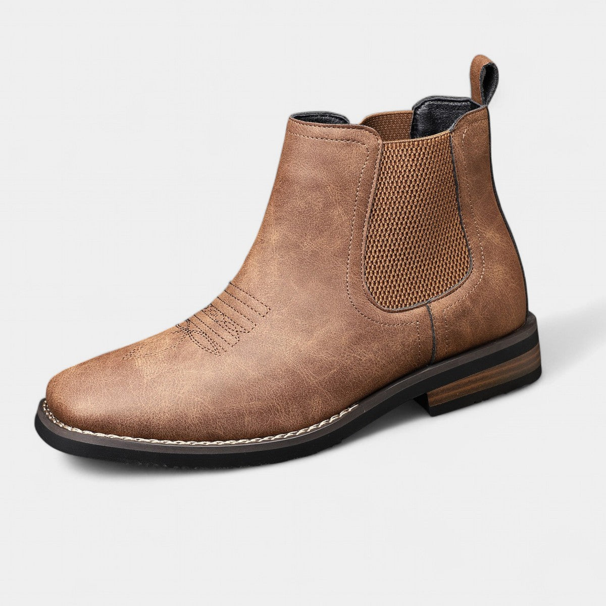 Silvio Leather Chelsea Boots – Textured Panel Ankle Height Footwear