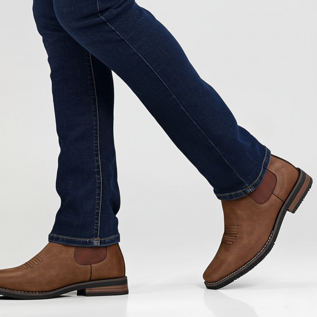 Silvio Leather Chelsea Boots – Textured Panel Ankle Height Footwear