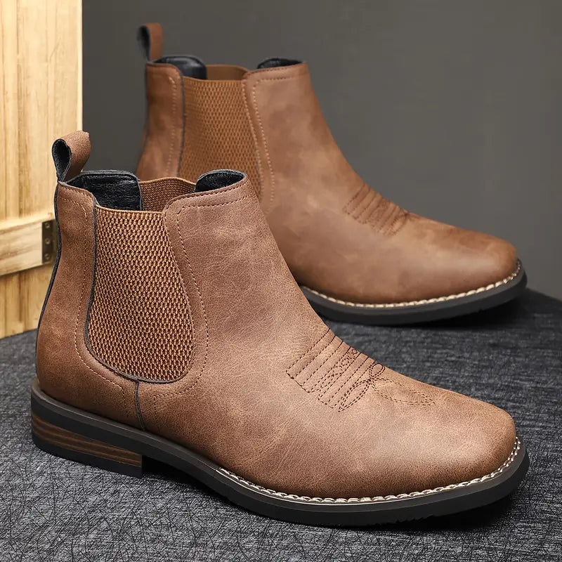 Silvio Leather Chelsea Boots – Textured Panel Ankle Height Footwear