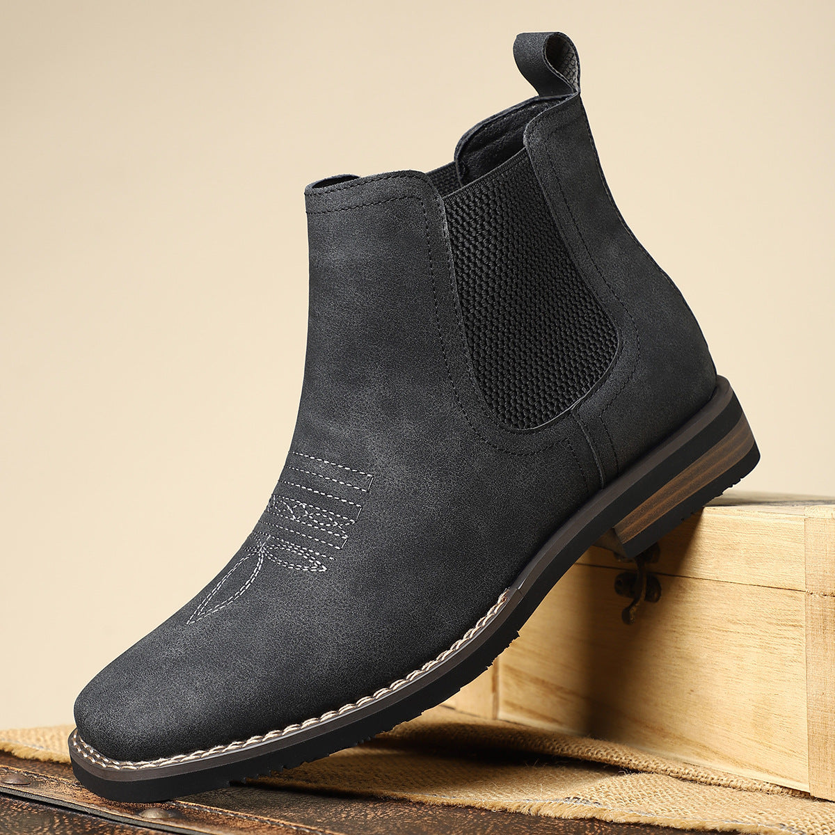 Silvio Leather Chelsea Boots – Textured Panel Ankle Height Footwear