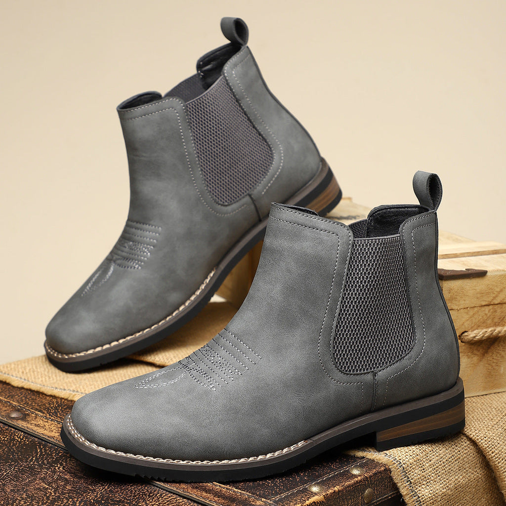Silvio Leather Chelsea Boots – Textured Panel Ankle Height Footwear
