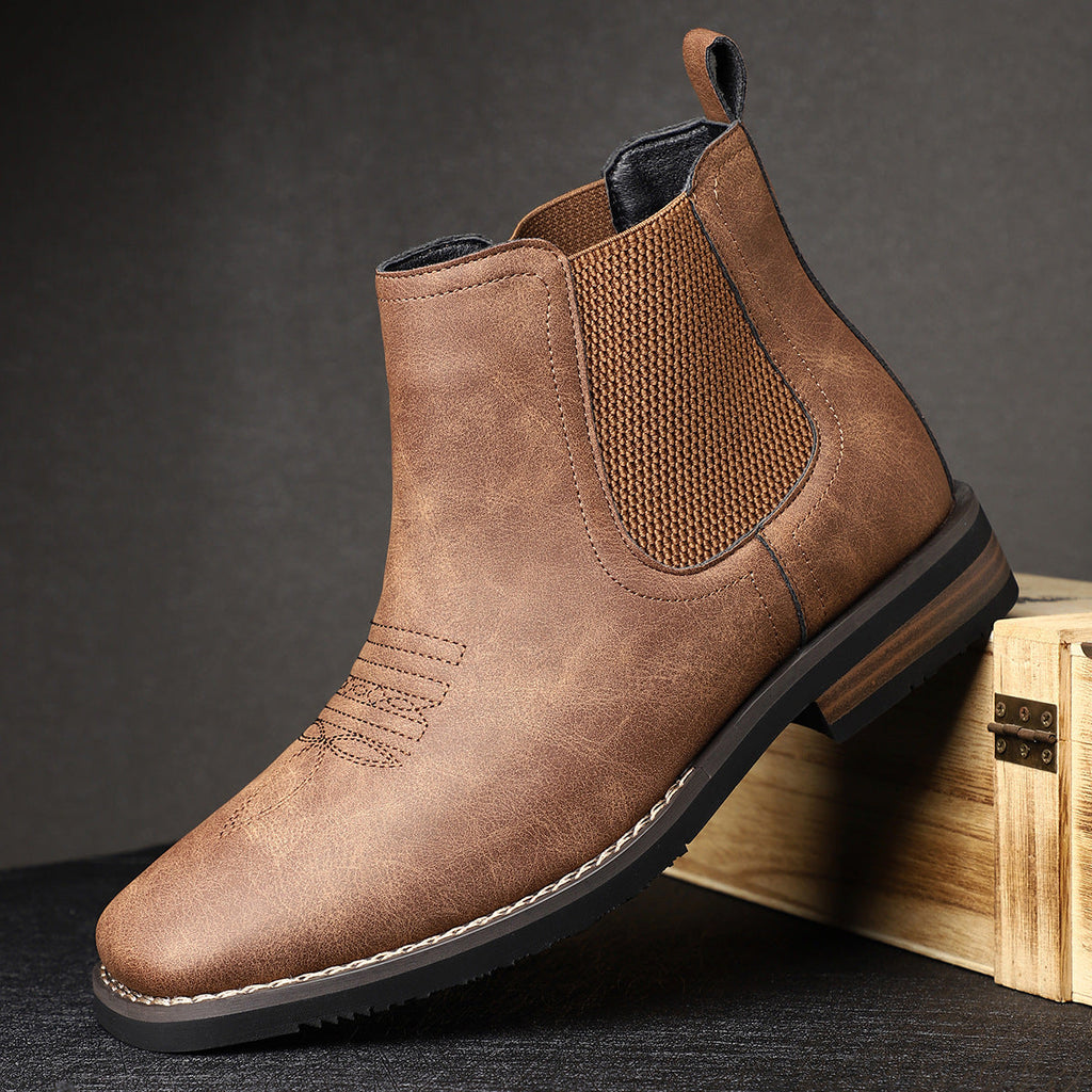 Silvio Leather Chelsea Boots – Textured Panel Ankle Height Footwear