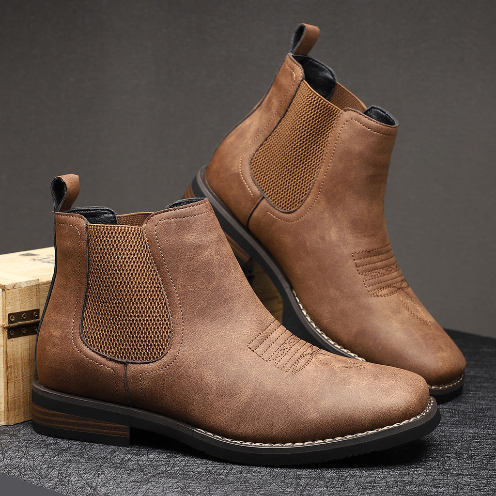 Silvio Leather Chelsea Boots – Textured Panel Ankle Height Footwear