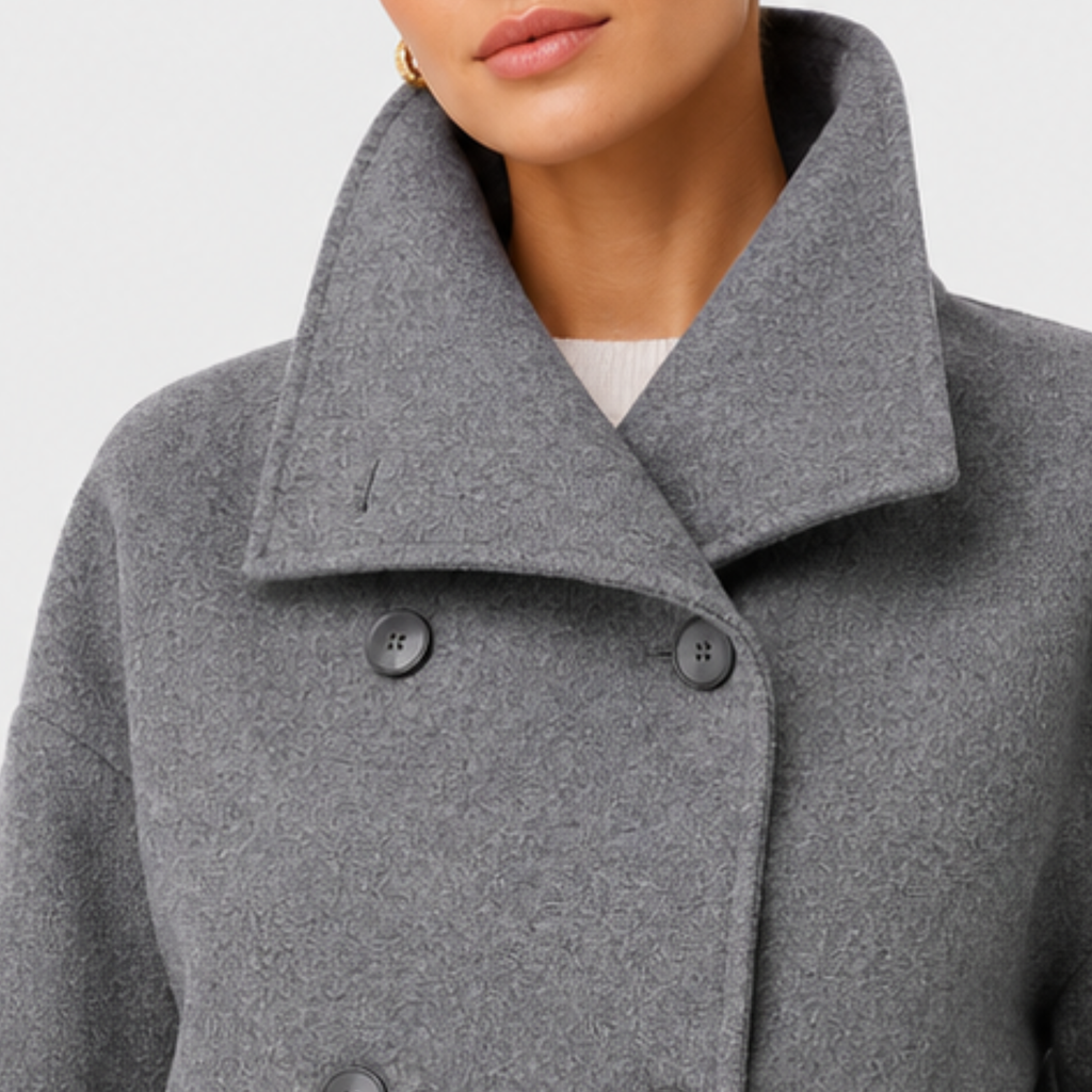 Valeria Wool Cropped Jacket – Oversized-Collar Double-Breasted Outerwear