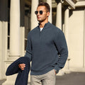 Vittorio Cotton Blend Quarter-Zip Pullover – Textured Knit Structured Casual Sweater