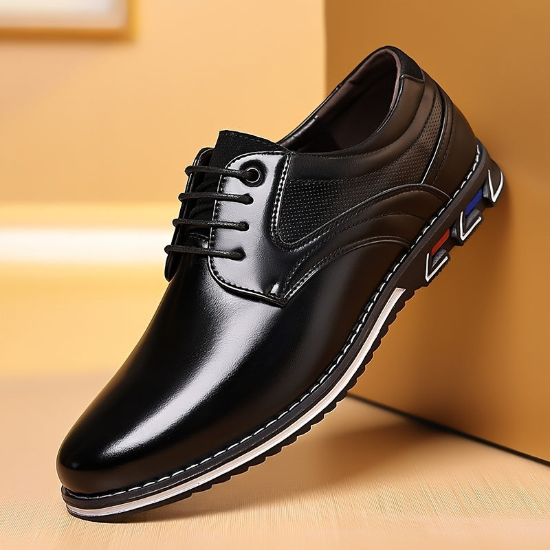 Vittorio Leather Dress Shoes – Polished Finish Cushioned Textured-Sole Footwear