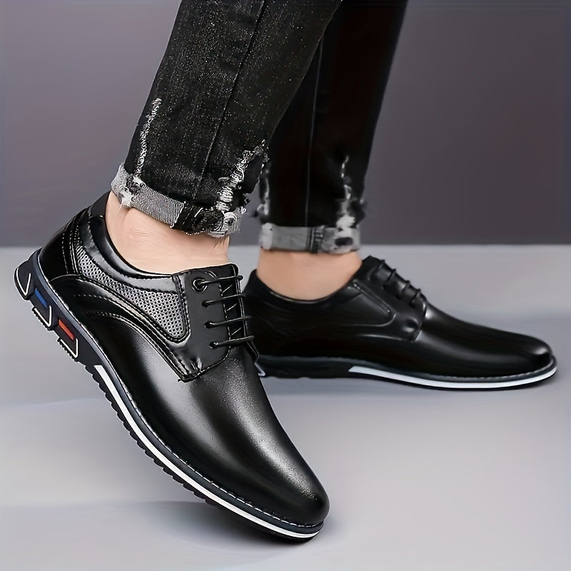 Vittorio Leather Dress Shoes – Polished Finish Cushioned Textured-Sole Footwear