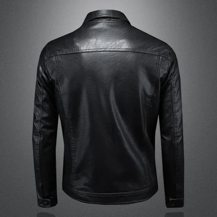 Vittorio Premium Leather Trucker Jacket – Snap-Button Flap-Pocket Tailored Outerwear