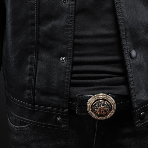 Vittorio Premium Leather Trucker Jacket – Snap-Button Flap-Pocket Tailored Outerwear