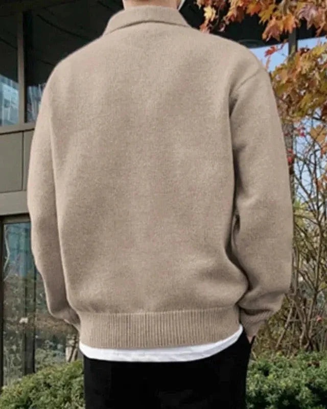 Winston Wool Collared Button Sweater – Relaxed Oversized Polo-Neck Knitwear