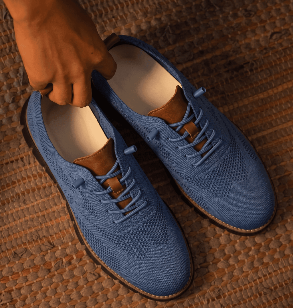 Xavier Breathable Knit Sneakers – Wide-Toe Lug-Sole Contrast-Trim Shoes