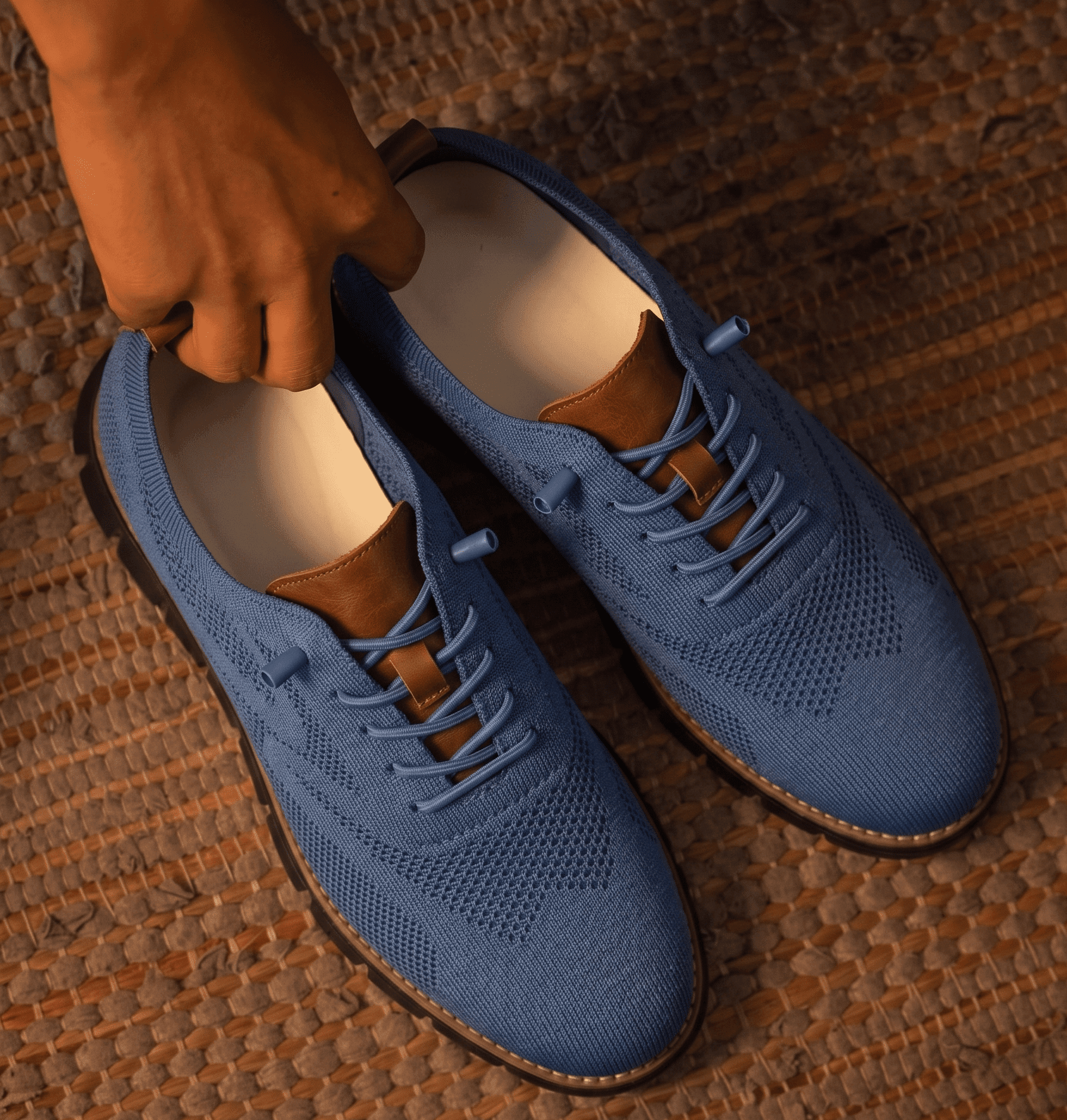 Xavier Breathable Knit Sneakers – Wide-Toe Lug-Sole Contrast-Trim Shoes