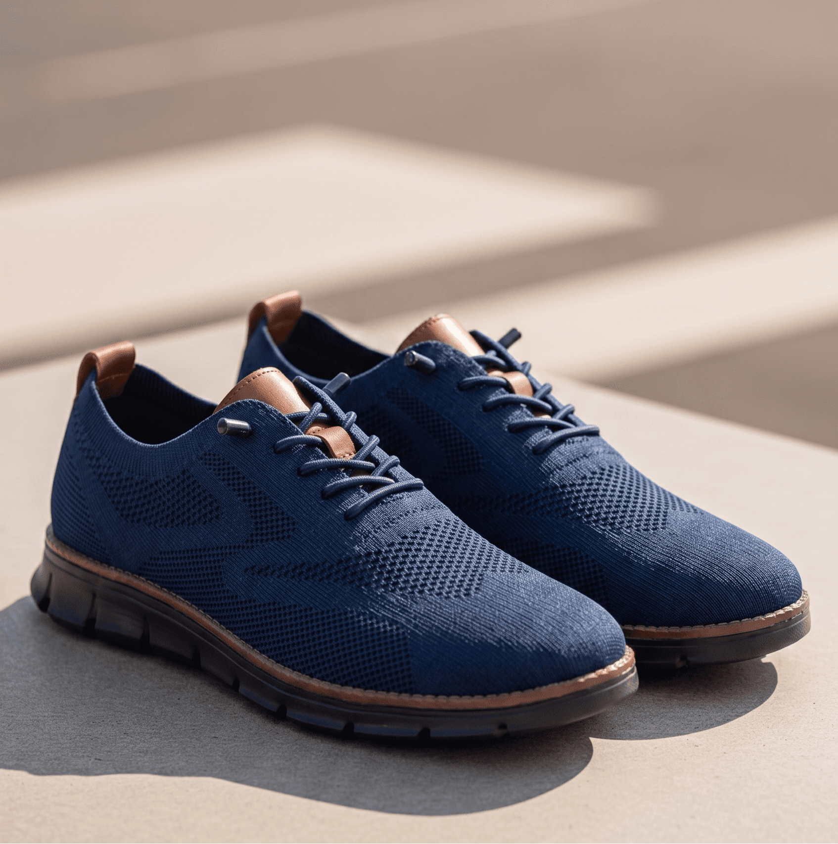 Xavier Breathable Knit Sneakers – Wide-Toe Lug-Sole Contrast-Trim Shoes