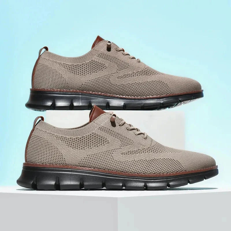 Xavier Breathable Knit Sneakers – Wide-Toe Lug-Sole Contrast-Trim Shoes