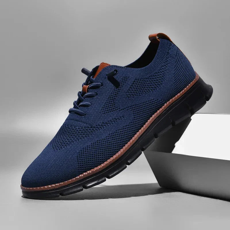 Xavier Breathable Knit Sneakers – Wide-Toe Lug-Sole Contrast-Trim Shoes