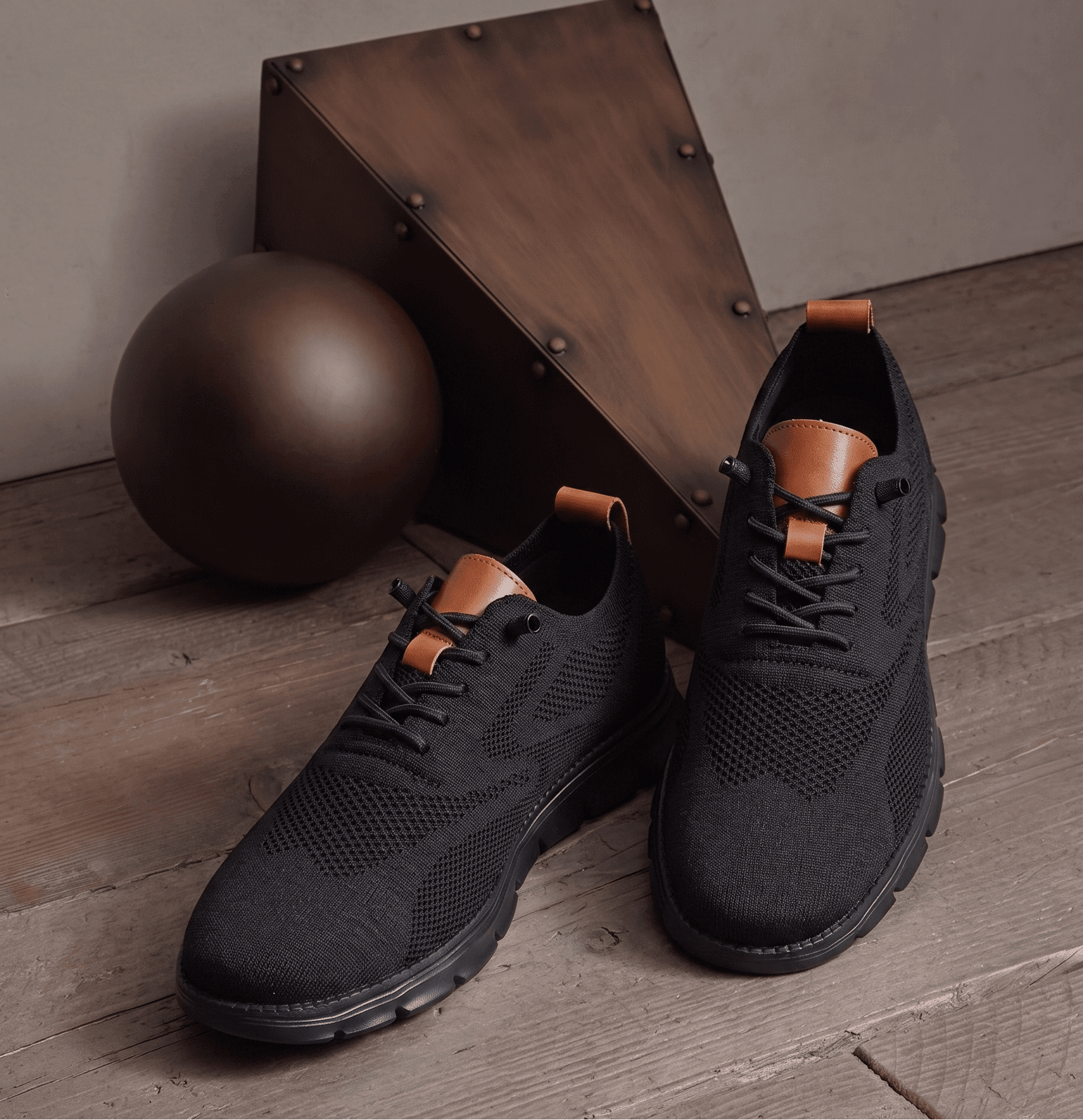 Xavier Breathable Knit Sneakers – Wide-Toe Lug-Sole Contrast-Trim Shoes