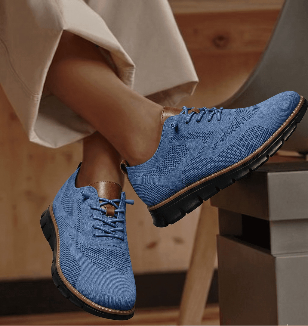 Xavier Breathable Knit Sneakers – Wide-Toe Lug-Sole Contrast-Trim Shoes