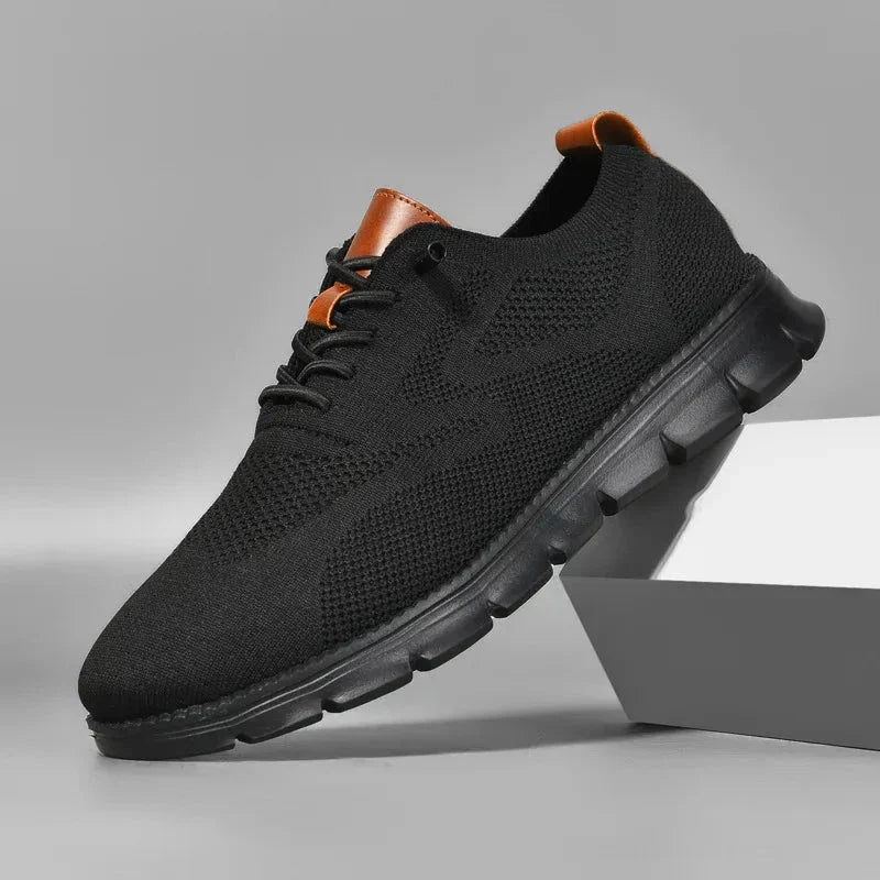 Xavier Breathable Knit Sneakers – Wide-Toe Lug-Sole Contrast-Trim Shoes