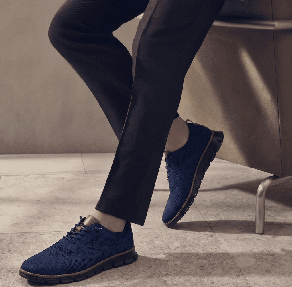 Xavier Breathable Knit Sneakers – Wide-Toe Lug-Sole Contrast-Trim Shoes