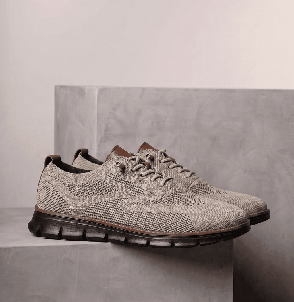 Xavier Breathable Knit Sneakers – Wide-Toe Lug-Sole Contrast-Trim Shoes