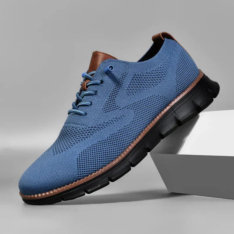 Xavier Breathable Knit Sneakers – Wide-Toe Lug-Sole Contrast-Trim Shoes