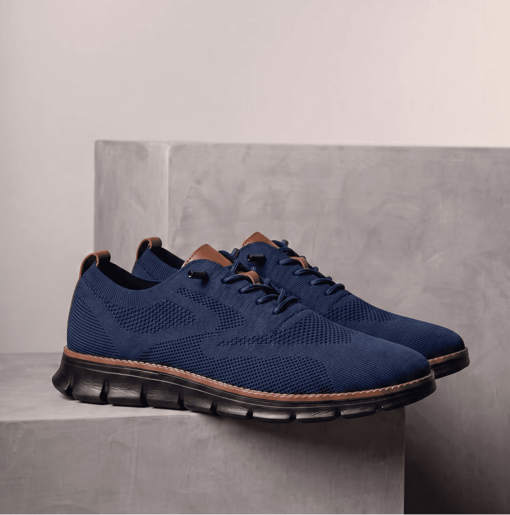 Xavier Breathable Knit Sneakers – Wide-Toe Lug-Sole Contrast-Trim Shoes
