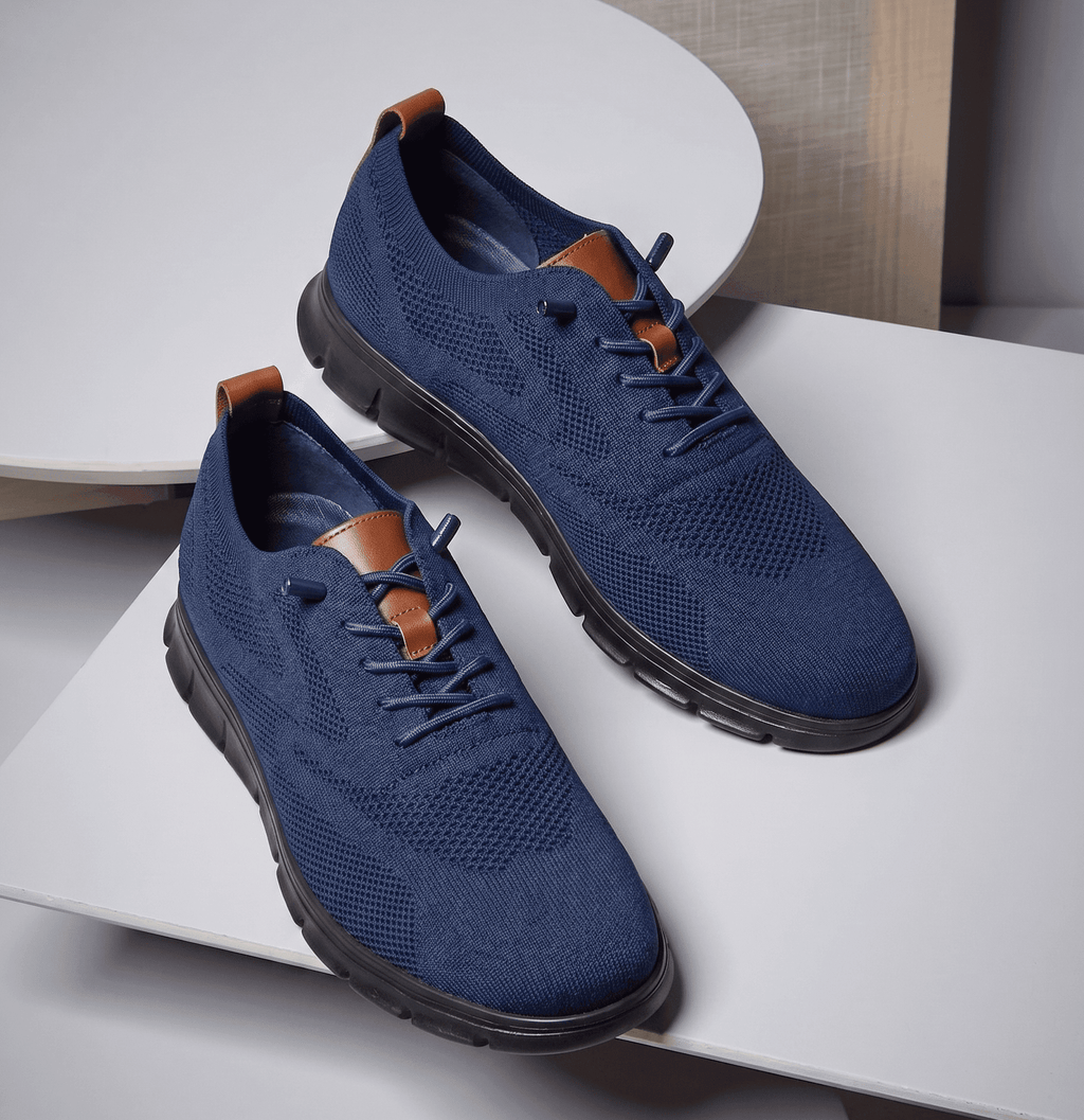 Xavier Breathable Knit Sneakers – Wide-Toe Lug-Sole Contrast-Trim Shoes