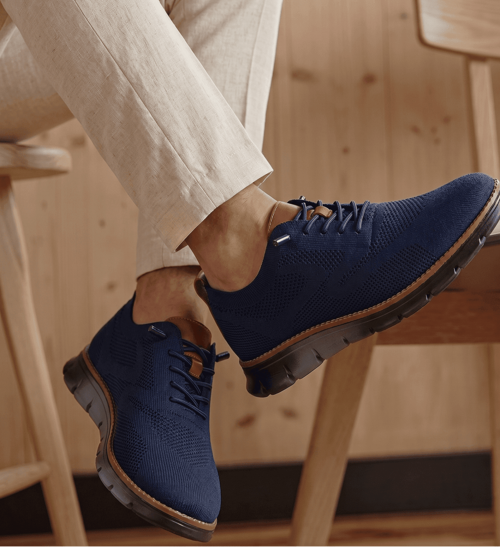 Xavier Breathable Knit Sneakers – Wide-Toe Lug-Sole Contrast-Trim Shoes