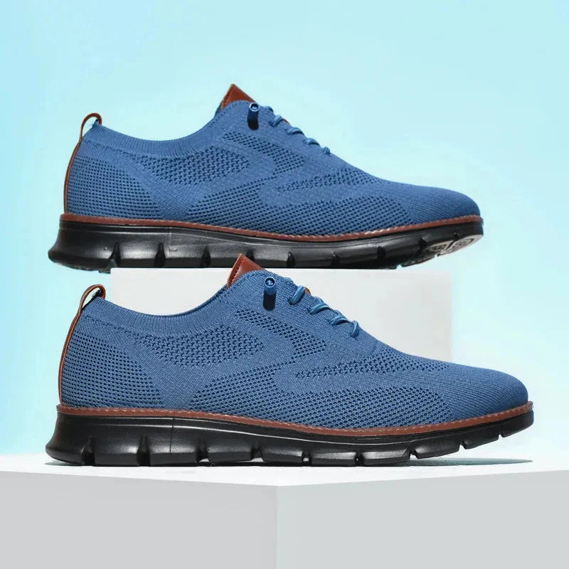 Xavier Breathable Knit Sneakers – Wide-Toe Lug-Sole Contrast-Trim Shoes