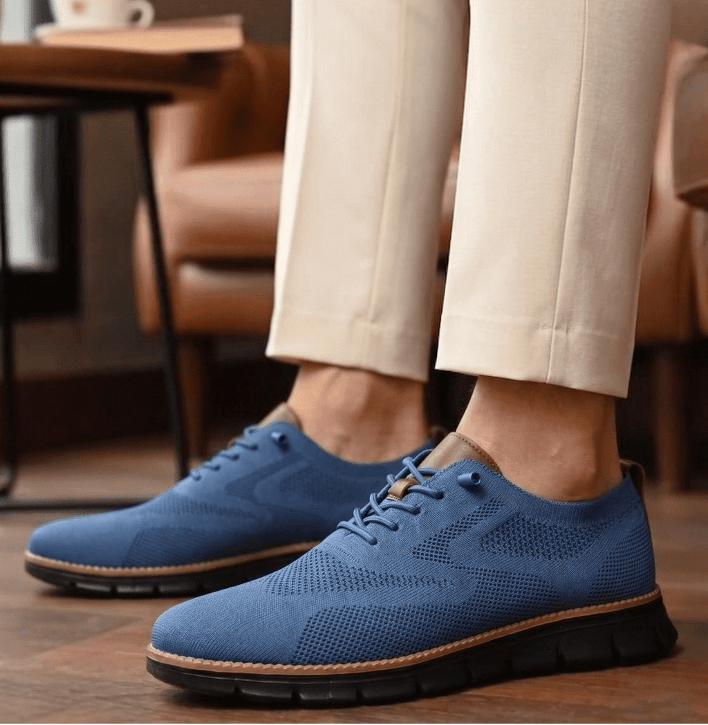 Xavier Breathable Knit Sneakers – Wide-Toe Lug-Sole Contrast-Trim Shoes