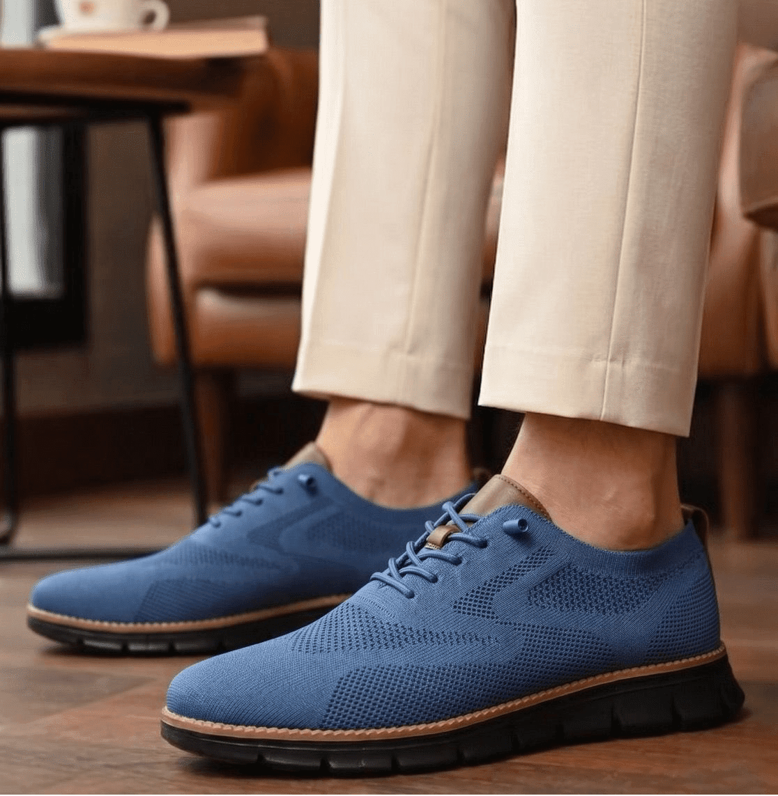 Xavier Breathable Knit Sneakers – Wide-Toe Lug-Sole Contrast-Trim Shoes