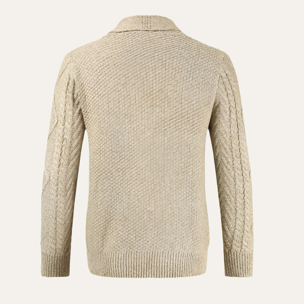 Xavier Cable-Knit Cardigan – Shawl-Collar Relaxed Button Knitwear