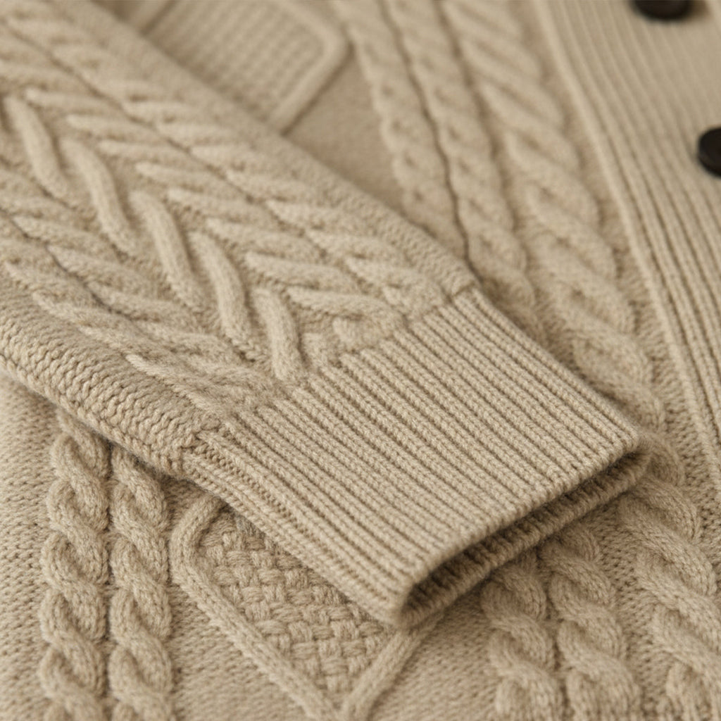 Xavier Cable-Knit Cardigan – Shawl-Collar Relaxed Button Knitwear